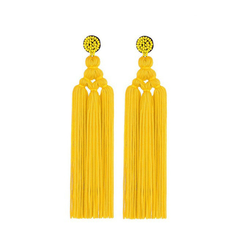 Wholesale Bohemian Handwoven Knotted Tassel Earrings OLY-ES-HSD001